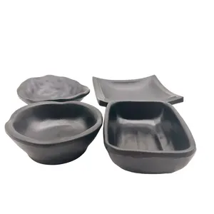 100% ensemble de dîner en mélamine vaisselle vaisselle de luxe assiettes carrées assiette en plastique