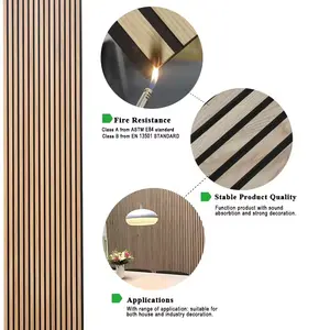 Wholesale 4X8Ft Soundproof Slatted Wooden Acoustic Panel For Living Room Wall Decor