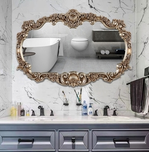 Espejo de Baño Tallado de Estilo Europeo, Espejo Decorativo de Gran Tamaño para Colgar en la Pared del Hogar, Espejo Decorativo para Porche, Estilo Art <span class=keywords><strong>Deco</strong></span> Europeo, Diseño Tallado - Product Image 6