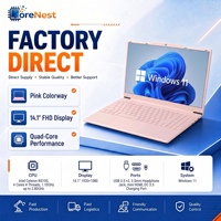 Ordinateur portable CoreNest 14 pouces rose, Intel N5100, Quad Core, ultra fin, caméra, ordinateur portable de bureau pour les réunions de travail