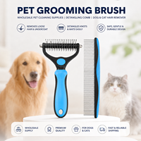 Peigne démêlant pour animaux de compagnie, brosse double face en acier inoxydable pour démêler et éliminer les poils, outil de toilettage pour chats et chiens