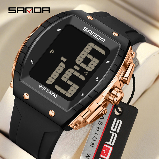 SANDA 6222 Watches Big Numbers Montre Homme Para Hombre Jam Tangan Reloj Sports Digital Wrist Watch for Old Mens Children Chime