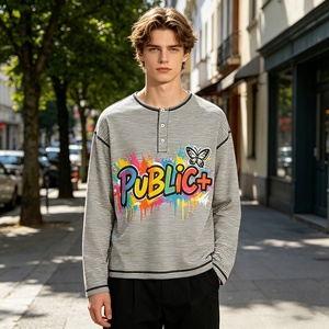 T-shirt Homme Vintage Graffiti Manches Longues 260GSM Coton Lourd Coupe Boxy Impression Numérique Personnalisée Streetwear Oversize Vierge - Product Image 3