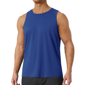 Nueva Camiseta sin Mangas para Hombre, Color Azul Rey, Cuello Redondo, de Secado Rápido, Tejida, Color Sólido, Informal, Deportiva - Product Image 1