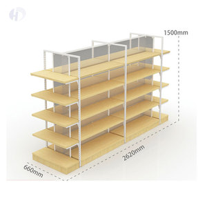 Gondole métallique réglable de haute qualité, étagère de supermarché, présentoir de papeterie, étagère <span class=keywords><strong>en</strong></span> Grain de <span class=keywords><strong>bois</strong></span> à vendre - Product Image 2