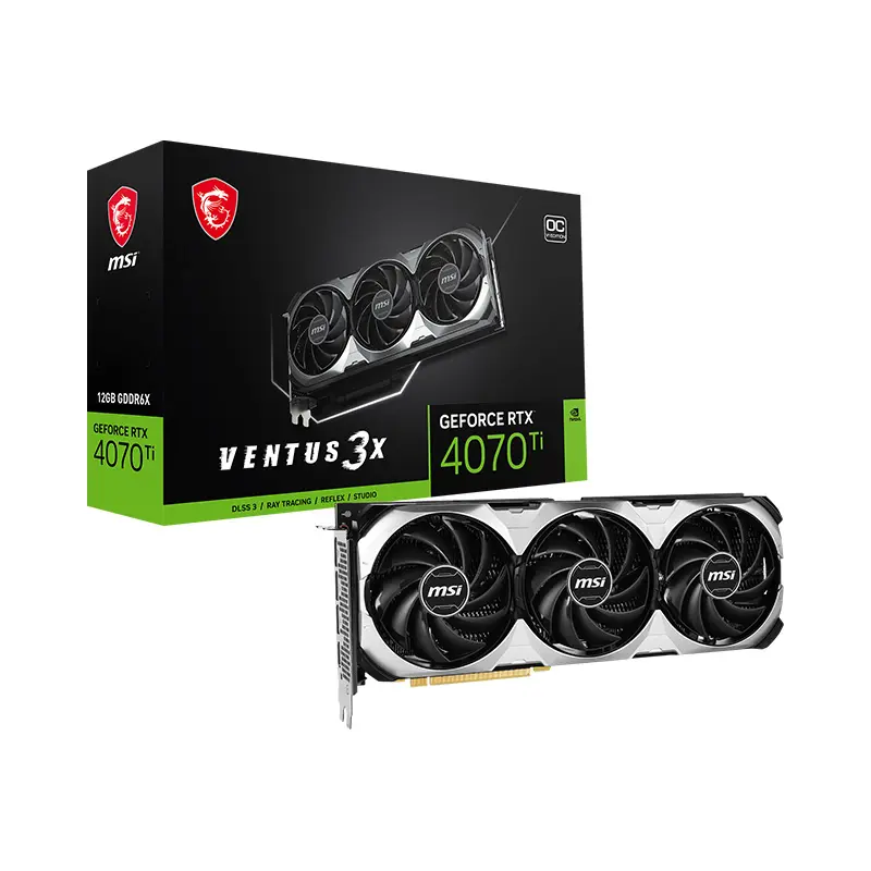 MSI NVIDIA GeForce RTX 4070 Ti VENTUS 3X 12G Graphics card with PCI Express Gen 4 Interface supports 12GB GDDR6X 192-bit Memory