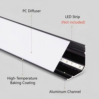 Profilés en aluminium modernes de 90 mm pour plafonds et murs, sans rainurage, pour décoration lumineuse de villas