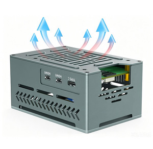 מארז אלומיניום ל-<span class=keywords><strong>Raspberry</strong></span> <span class=keywords><strong>Pi</strong></span> 5 עם מאוורר PWM וקירור נחושת טהור, מרווח גדול, כולל לוח הרחבה PCIe נוסף עבור Pi5 - Product Image 6