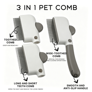 Peigne à poils pour animaux de compagnie JC de haute qualité 3 en 1 pour chats et chiens, démêlant, lissant, anti-chute, tête remplaçable, outil de toilettage - Product Image 3