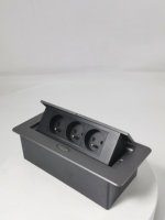 Prise de table escamotable de qualité supérieure 16A à ouverture lente, noire, norme UE, pour bureau, avec prises françaises intégrées