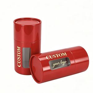 Envase Cosmético Personalizado de Tubo de Papel Rojo Brillante con Logotipo en Lámina Dorada y Ventana para Productos de Belleza - Product Image 2