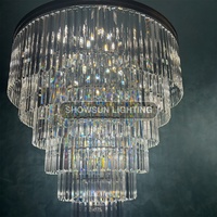Lustre de luxe en cristal K9 avec design artistique, suspension ronde pour mariages, hôtels, escaliers et salons intérieurs