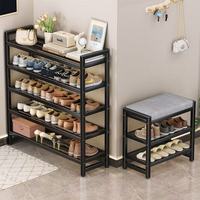 Étagère à chaussures multi-niveaux en métal, banc d'entrée avec siège, design moderne, armoire à chaussures pour entrée, couloir