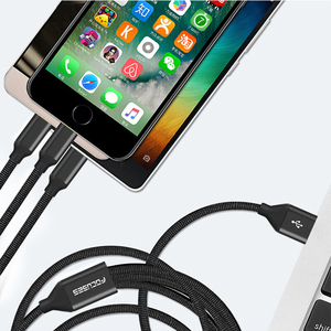 Moda apariencia 3in1 5 V/<span class=keywords><strong>2</strong></span>.4A rápido cargador de <span class=keywords><strong>cable</strong></span> para iphone tipo c V8 teléfono móvil <span class=keywords><strong>cable</strong></span> de carga de 1M - Product Image 2