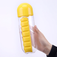 Bouteille d'eau en plastique de sport de 600ml combiner des boîtes à pilules quotidiennes Capsule tasse à eau organisateur de médicaments bouteilles à boire