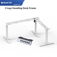 Cadre de bureau réglable en hauteur en forme de L 3SABRH2 à moteur unique et double poutre transversale pour table de direction