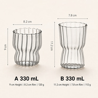 Verre à café côtelé vertical OEM ODM, verre à café glacé 420 mL 500 mL, verrerie de café