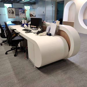 Mostrador de recepción de forma ovalada de Material de superficie sólida blanca Mostrador de <span class=keywords><strong>recepcionista</strong></span> de oficina de Grado Superior desde el escritorio para 3 personas - Product Image 3
