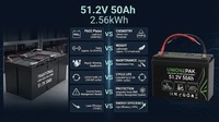 Batterie de stockage d'énergie domestique LiFePO4 51,2 V 50 Ah 2,56 kWh, alimentation de secours solaire, alimentation extérieure