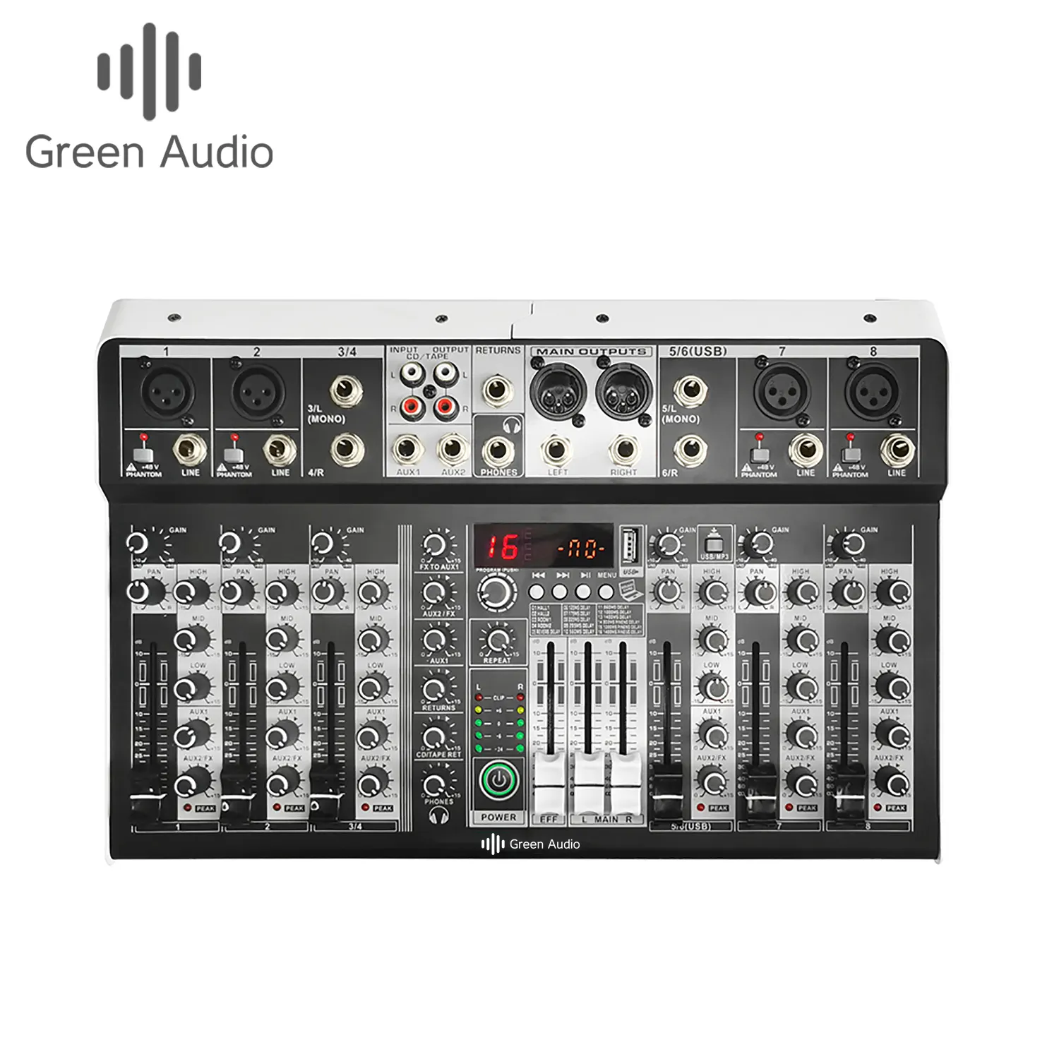 GAX-MF8 Mixer Audio 16 riverbero digitale con USB + 48V Phantom dj mixer audio