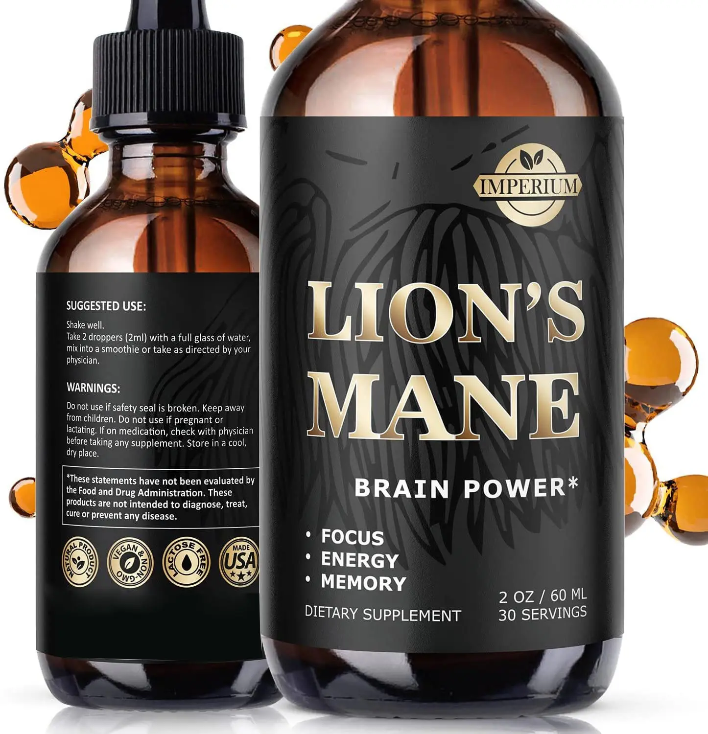 Lion của bờm nấm chiết xuất cồn nootropic chăm sóc sức khỏe bổ sung dầu cho não tăng cường chất lỏng uống giọt chất lượng cao