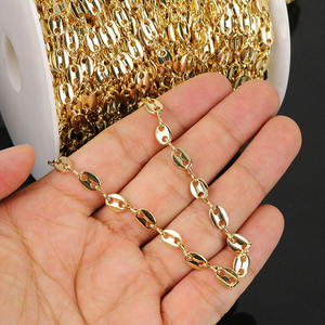 Chaîne <span class=keywords><strong>de</strong></span> grains <span class=keywords><strong>de</strong></span> <span class=keywords><strong>café</strong></span> <span class=keywords><strong>en</strong></span> laiton plaqué <span class=keywords><strong>or</strong></span> 18k, 1 mètre BCL1213, brillant, chaîne plate, figaro, bijoux - Product Image 5