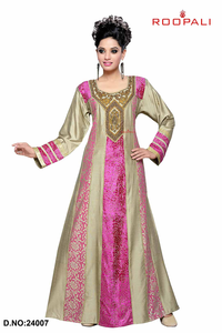 Compre un vestido largo tipo caftán Jalabiya de diseñador, estilo mix and match, de manga larga, ropa islámica modesta, elegante vestido de fiesta para mujer. - Product Image 4