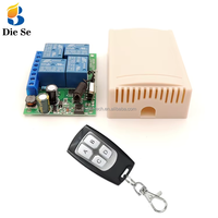 Télécommande universelle sans fil RF 433 MHz à 4 canaux, module émetteur-récepteur relais AC 110V/220V, portée 50m, 4 boutons