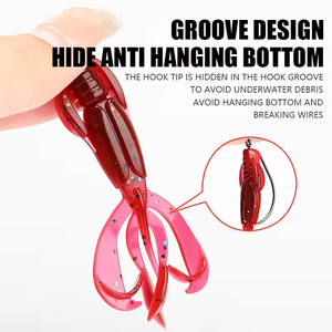 10 unidades/bolsa Señuelo blando de pesca con forma de camarón, cebo de criatura con doble cola para pesca de lubina en agua dulce y salada, aparejos de pesca - Product Image 3