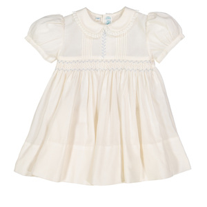 Robes pour filles Boutique Carriage, manches courtes, longueur genou, robe smockée pour bébé fille avec <span class=keywords><strong>col</strong></span> Peter Pan - Product Image 1