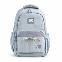 Sac à dos scolaire unisexe pour enfants en tissu Oxford imperméable avec motif à pois, poche arrière zippée et grande capacité pour les voyages