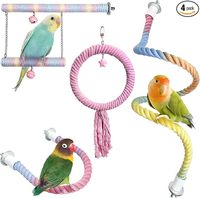 4 Perchoirs flexibles et pliables en corde pour oiseaux, accessoires de cage suspendus pour perroquets
