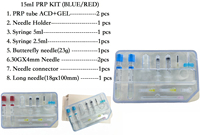 Kit de tubes de prélèvement sanguin sous vide stériles jetables. [Kit PRP] pour usage vétérinaire avec aiguille et support