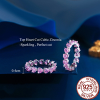 Bague romantique en argent Sterling 925, anneau en zircone cubique blanc rose en forme de cœur pour femmes, cadeaux d'anniversaire de saint-valentin, bijoux