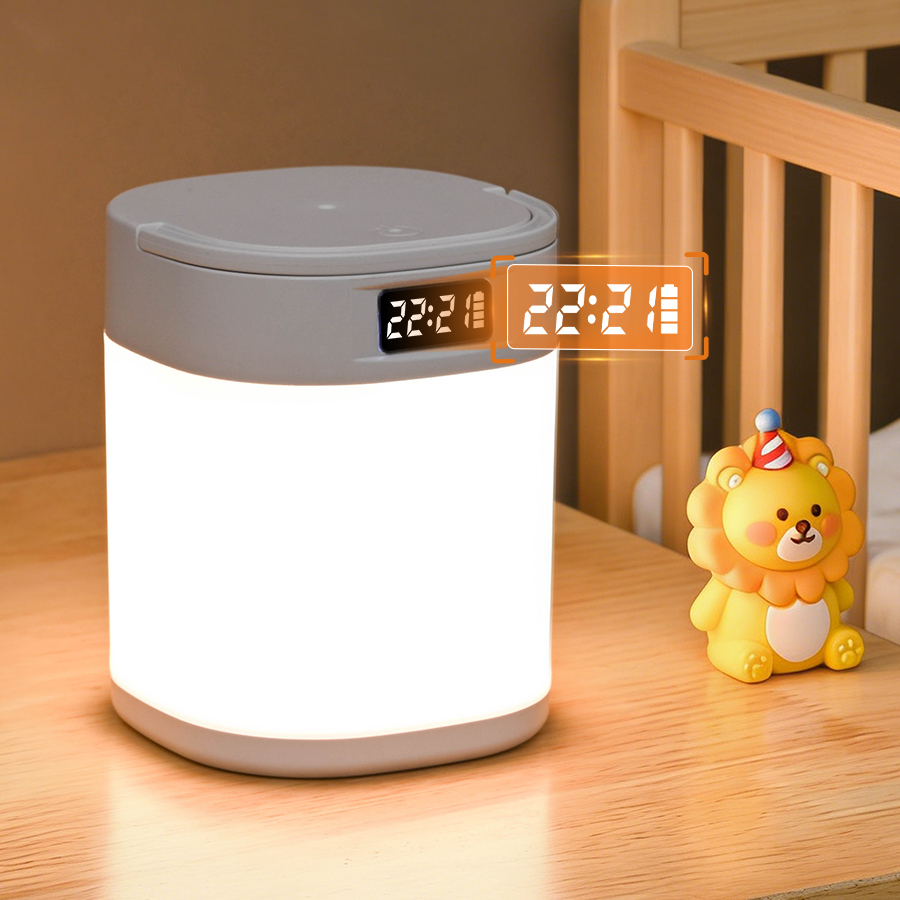 Touch Control Remote Control LED Rechargeable Night Light Battery Clock Display Eye Protection Student Dormitory Gift RGB Light