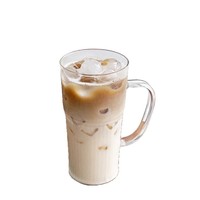 Vente en gros de gobelets à eau en verre borosilicaté de grande valeur avec poignée couvercle à rayures transparentes gobelets en verre de paille