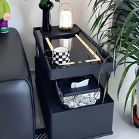 Mueble Auxiliar Inteligente para Apartamentos Pequeños - Mesa de Almacenamiento Moderna para Sala de Estar con Ruedas de Madera Maciza