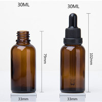 Vente flash : flacon compte-gouttes en verre ambré de 15 ml et 30 ml avec bouchon noir pour huile essentielle