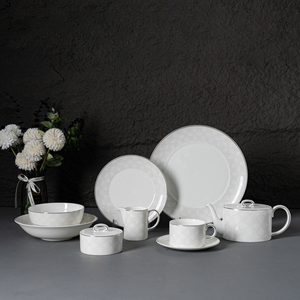 Service de table en porcelaine fine P&T de luxe avec décor argenté, vaisselle pour <span class=keywords><strong>hôtel</strong></span> et <span class=keywords><strong>restaurant</strong></span> - Product Image 1