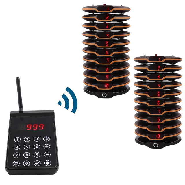 Wireless Restaurant Pager System Coaster Pager Calling System for Food Truck Cafe Shop Bar Waterproof and Break-proof