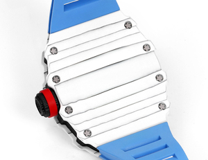 Reloj Mecánico Esqueleto con Forma de Tonneau 2026 para Hombre, Esfera Plateada y Negra, Reloj de Pulsera Deportivo con Correa de Silicona Azul - Product Image 5