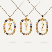 À la mode Simple Mode PD Coloré Zircon 26 Lettre Pendentif Clavicule Espagne Collier