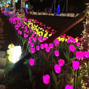एलईडी ट्यूलिप फूलों की रोशनी ip44 प्लास्टिक सजावटी गार्डन यार्ड बाहरी परिदृश्य के लिए खड़े क्रिसमस छुट्टी सजावट - Product Image 1