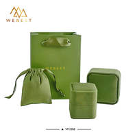 Sacs à bijoux Webest en gros, pochettes à bijoux en velours vert avec cordon de serrage et logo imprimé, personnalisables