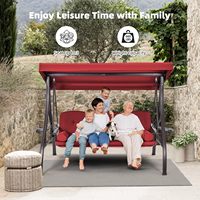 Lit balançoire de patio convertible 3 places avec auvent réglable, pour jardin, avec porte-gobelets amélioré et coussins épais