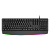 Clavier de jeu standard noir et blanc OEM d'usine, 104 touches, taille standard, rétroéclairage LED, clavier filaire USB pour bureau