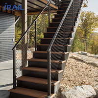 Rampe d'escalier en acier inoxydable avec verre trempé, système de balustrade moderne intérieur/extérieur, main courante d'escalier droite sur mesure