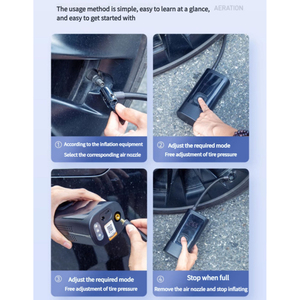 Compresseur d'air sans fil pour voiture avec batterie externe, gonfleur de pneus et ballons, gonfleur de pneus portable 12V DC numérique avec lumière - Product Image 3