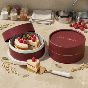 Caja de Cartón de Lujo para Pasteles y Postres, Ecológica, de Grado Alimenticio, en Forma de Cilindro, de Papel Kraft - Product Image 1