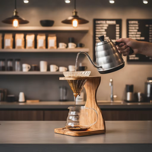 ชั้นวางชงกาแฟแบบพกพาทำจากไม้ทรงสี่เหลี่ยมเรียบง่าย สำหรับชงกาแฟแบบดริปช่องเดียวด้วยมือ - Product Image 2